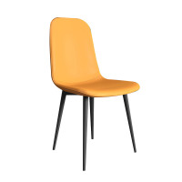 現代簡約PU皮靠背椅-黃色 | 人體工學設計 | 高密度海綿坐墊 | 結構穩定