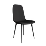 現代簡約PU皮靠背椅-黑色 | 人體工學設計 | 高密度海綿坐墊 | 結構穩定