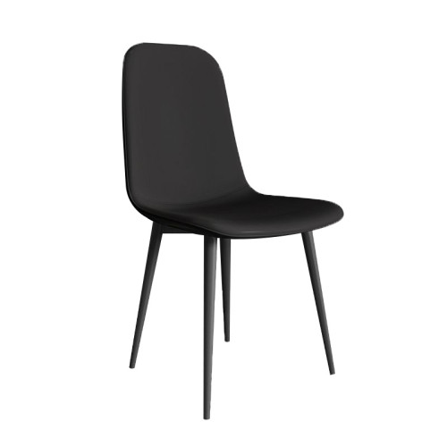 現代簡約PU皮靠背椅-黑色 | 人體工學設計 | 高密度海綿坐墊 | 結構穩定