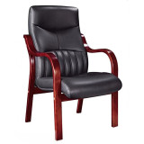 實木商務老闆椅-款式2（西皮） | 舒適護腰 | 木椅腳設計 | 人體工學靠背