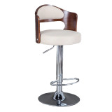 現代簡約實木酒吧椅-卡其麻布 電鍍腳 | 適合90-125cm桌子使用 | 時尚百搭 | 可升降