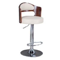 現代簡約實木酒吧椅-卡其麻布 電鍍腳 | 適合90-125cm桌子使用 | 時尚百搭 | 可升降