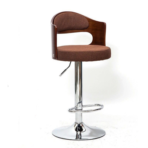 現代簡約實木酒吧椅-咖啡麻布 電鍍腳 | 適合90-125cm桌子使用 | 時尚百搭 | 可升降