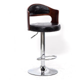 現代簡約實木酒吧椅-黑色鱷魚紋 電鍍腳 | 適合90-125cm桌子使用 | 時尚百搭 | 可升降