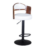 現代簡約實木酒吧椅-白色皮 烤漆腳 | 適合90-125cm桌子使用 | 時尚百搭 | 可升降