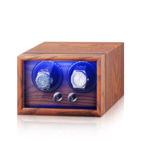 家用轉錶器（雙錶旋轉）-黃檀木 | 實木質感 | 靜音旋轉 | LED氛圍燈 | 開蓋自停