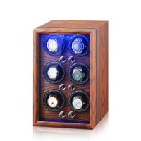 家用轉錶器（六錶旋轉）-黃檀木 | 實木質感 | 靜音旋轉 | LED氛圍燈 | 開蓋自停