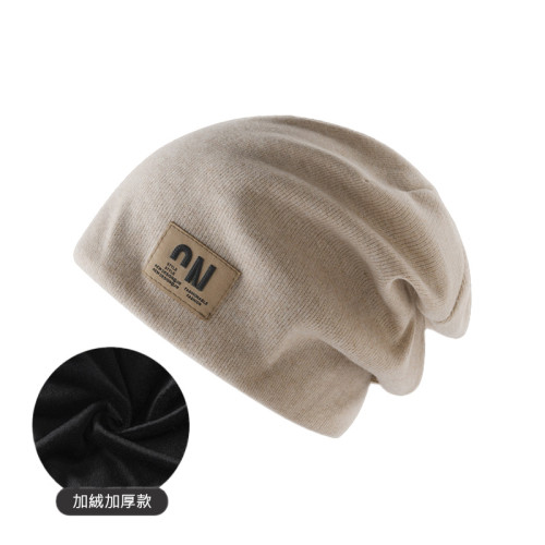 秋冬保暖針織堆堆帽-米色（加絨） | 頭圍（54cm-59cm） | 簡約休閑  | 柔軟舒適