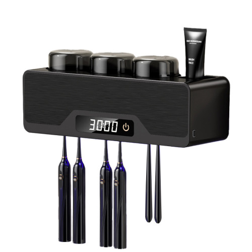 免插電烘乾牙刷消毒器-灰色 | 99.99%殺菌 | 免釘安裝