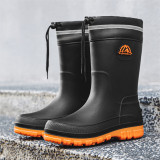 男士防水中筒雨靴（黃色束口）-40碼 | 貼合腳型 | 久穿不累 | 防滑耐磨