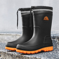 男士防水中筒雨靴（黃色束口）-47碼 | 貼合腳型 | 久穿不累 | 防滑耐磨