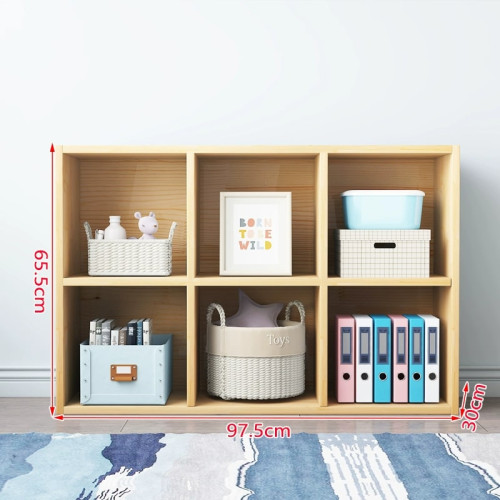 兒童實木書架-六格櫃(97.5*65.5*30cm) | 簡約實用 | 穩固承重 | 簡易安裝