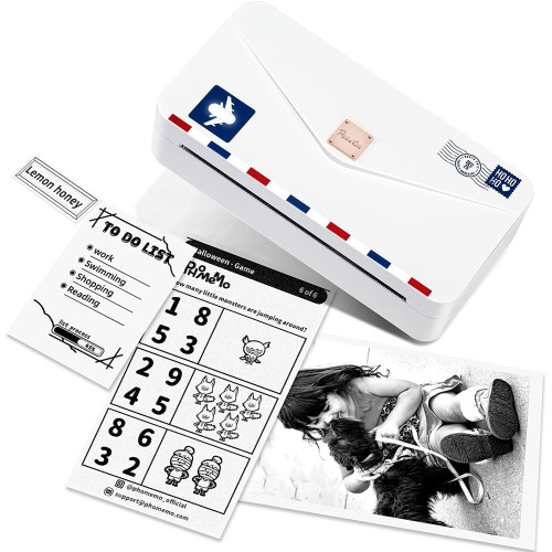 Phomemo M04AS 藍牙小型熱敏打印機 - 白色 | 多種紙寬相容 | 無墨環保列印