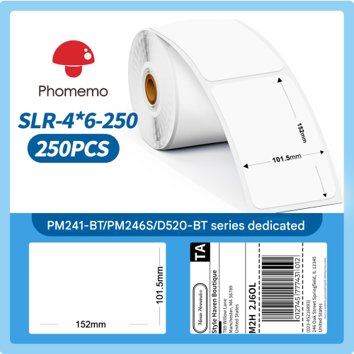 Phomemo 三防熱感標籤捲紙貼紙 - 4*6吋250張 | PM241/PM246S/D520-BT 專用