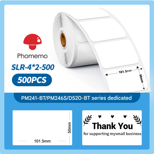 Phomemo 三防熱感標籤捲紙貼紙 - 4*2吋500張 | PM241/PM246S/D520-BT 專用
