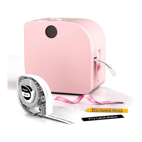 Phomemo P12 手提式藍牙家用標籤機 - 粉色 | 碳紙一體 | 熱轉印技術