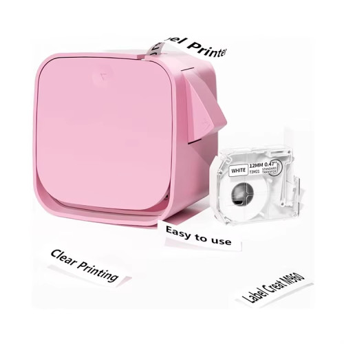 Phomemo M960 迷你家用標籤機 - 粉色 | 無墨熱敏列印 | 多圖示字體選擇