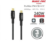 ProMini 240W PD3.1 Type-C to Type-C傳輸線-3m | 數據傳輸速率480Mbps | 支持 PD3.1/PPS/QC4 +/QC3.0快速充電 | 香港行貨 | 兩年原廠保養