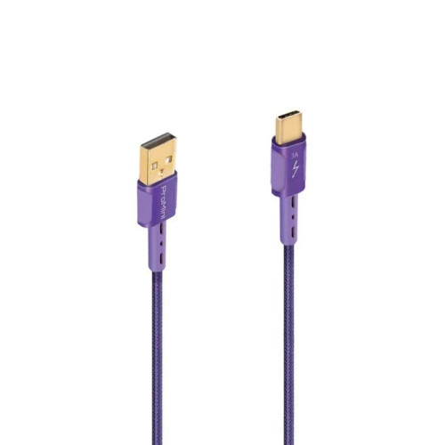 ProMini Type-C to USB-A Braided cable-18cm 紫色 | 雙層屏蔽 | 數據傳輸更穩定 | 香港行貨