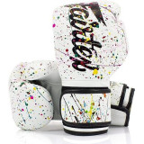Fairtex BGV14PT 專業成人泰拳拳套 - 14oz 白色彩繪潑墨