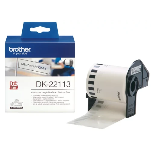 Brother DK22113 連續膠質標籤帶 62mm x 15m 透明底黑字