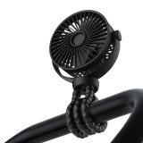 嬰兒車八爪魚變頻折疊風扇 - 黑色(5200mAh) | 720°角度調節 | 三檔風力 | 無刷電機