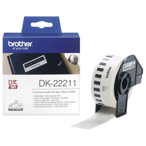 Brother DK22211 捲裝連續白色膠質標籤帶 - 29mm*15m | 白底黑字 | 香港行貨