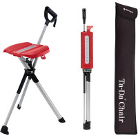 Ta-Da® 第二代輕便摺合拐杖椅(標準版) - 紅色(M碼) | 一秒即開 | 防滑橡膠腳墊 | 香港行貨