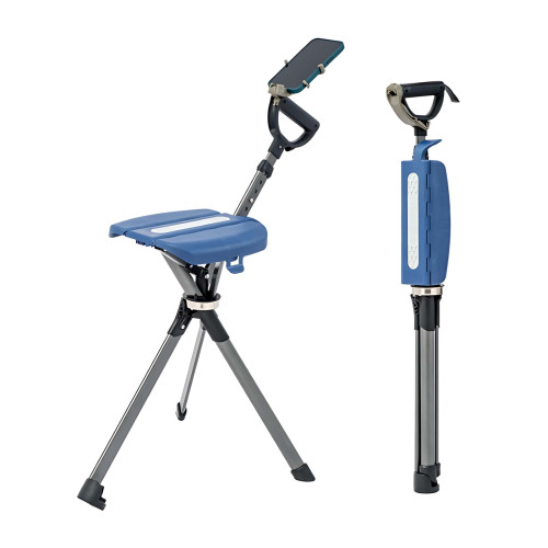 Ta-Da® 第二代輕便摺合拐杖椅(PRO版) - 藍色 | 3片式超大椅面 | 五段可調節高度 | 香港行貨