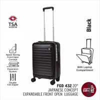 Samel 432 20寸可擴展前開行李箱 - 黑色| 防盜拉鍊 TSA鎖 | 萬向輪設計