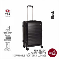 Samel 432 24寸可擴展前開行李箱 - 黑色 | 防盜拉鍊 TSA鎖 | 萬向輪設計
