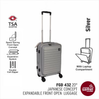 Samel 432 20寸可擴展前開行李箱 - 灰色 | 防盜拉鍊 TSA鎖 | 萬向輪設計