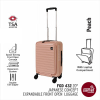 Samel 432 20寸可擴展前開行李箱 - 粉紅色 | 防盜拉鍊 TSA鎖 | 萬向輪設計