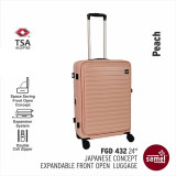 Samel 432 24寸可擴展前開行李箱 - 粉紅色 | 防盜拉鍊 TSA鎖 | 萬向輪設計