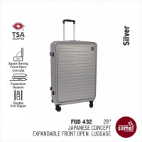 Samel 432 28寸可擴展前開行李箱 - 灰色 | 防盜拉鍊 TSA鎖 | 萬向輪設計