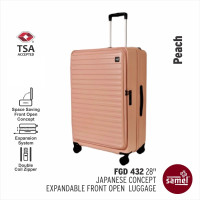 Samel 432 28寸可擴展前開行李箱 - 粉紅色 | 防盜拉鍊 TSA鎖 | 萬向輪設計