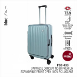 Samel FGD433 24寸PC高級可擴展前開行李箱 - 藍色| 防盜拉鍊 TSA鎖 | 萬向輪設計