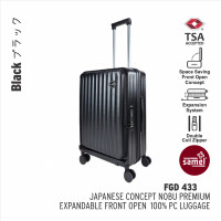 Samel FGD433 28寸PC高級可擴展前開行李箱 - 黑色| 防盜拉鍊 TSA鎖 | 萬向輪設計