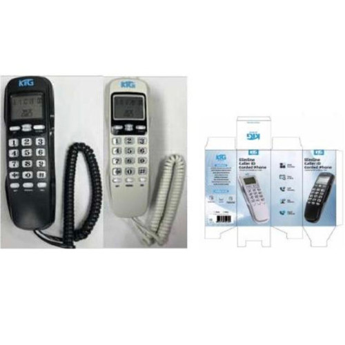 KTG KT-38 室內有線電話-白色 | 紅色 LED 大按鈕鍵盤背光 | 日期和時間時鐘顯示