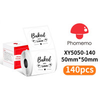 Phomemo M110 適用三防熱敏不乾膠標籤紙(圓形白色-50*50mm) - 140張 | 適配便攜標籤機 | 清晰列印不易褪色 | 自黏易撕無殘留