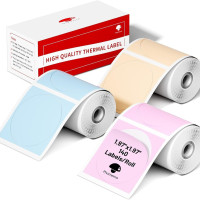 Phomemo M110 適用三防熱敏不乾膠標籤紙(藍/粉/卡其-圓形-50*50mm) - 140張 | 適配便攜標籤機 | 清晰列印不易褪色 | 自黏易撕無殘留