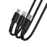 VFan X02 3in1 1.5米長3.5A快速充電線 - 黑色 | 抗彎折不斷裂 | 純銅芯導體快速充電 | C口支援66W超快速充電