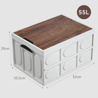 戶外露營木蓋折疊收納箱 - 55L | 兩側鏤空提手 | 折疊收納不佔空間