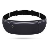 輕便健身腰包 - 黑色 | 耳機線孔設計 | 三口袋分區收納 | 防汗防水內層