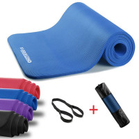 OneTwoFit ET015402 約1cm超厚瑜伽墊 - 藍色 | 環保NBR | 含網袋+綁帶 | 香港行貨
