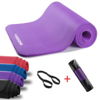 OneTwoFit ET015403 約1cm超厚瑜伽墊 - 紫色 | 環保NBR | 含網袋+綁帶 | 香港行貨