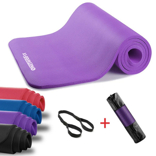 OneTwoFit ET015403 約1cm超厚瑜伽墊 - 紫色 | 環保NBR | 含網袋+綁帶 | 香港行貨