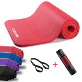 OneTwoFit ET015404 約1cm超厚瑜伽墊 - 紅色 | 環保NBR | 含網袋+綁帶 | 香港行貨