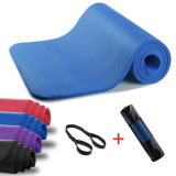 約1cm超厚瑜伽墊 - 藍色 | 環保NBR | 含網袋+綁帶