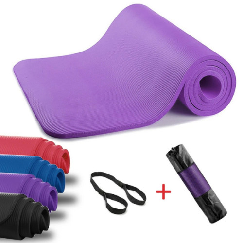約1cm超厚瑜伽墊 - 紫色 | 環保NBR | 含網袋+綁帶